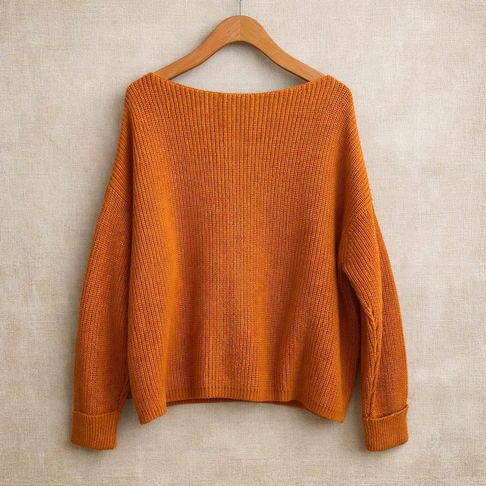 FRENCH CONNECTION Sweater Chunky Knit Oversized Boat Neck Pullover - Picture 8 of 8